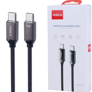 کابل تبدیل USB-C به USB-C فست شارژ 60 وات هیسکا LX-801CC طول 1 متر