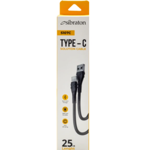 کابل تبدیل USB به USB-C سیبراتون مدل S107C طول 0.25 متر