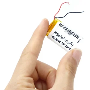 باتری لیتیوم-یون مدل 402040 سایز 35*20*3mm ظرفیت 500 میلی آمپر ساعت
