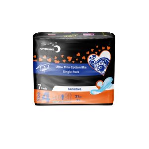 نوار بهداشتی تافته مدل Airlaid، سایز XL با ضخامت خیلی نازک، لایه رویی مشبک با جذب خیلی زیاد، بسته 7 عددی، ضد حساسیت، التهاب، خارش و سوزش، دارای دو باله و دنباله بلند
